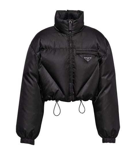 prada cropped nylon puffer jacket|Prada cropped puffer jacket black.